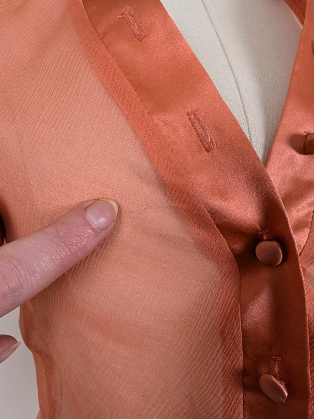 Vintage Silk See-through Coral Dress Mini Size Small Orange - Picture 9 of 14